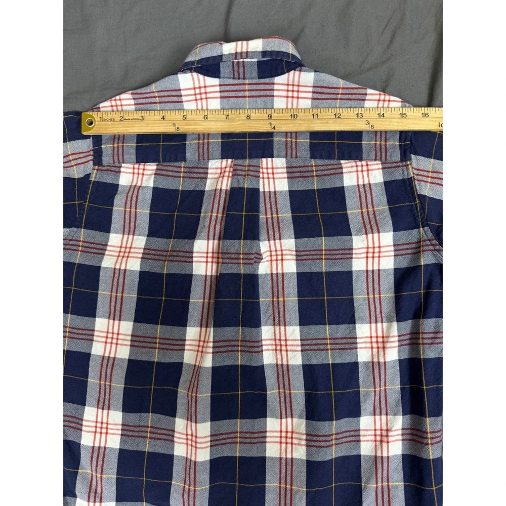 Brooks Brothers Red Fleece Youth Large Plaid Button Down Shirt Blue Red White